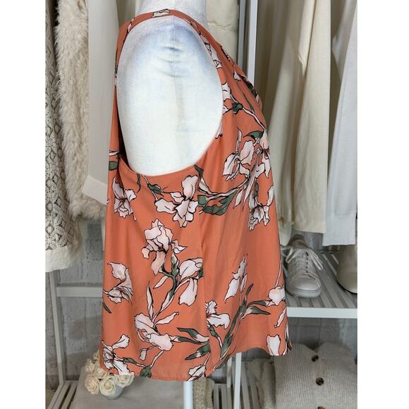 Loft Women's Size M Coral Floral High Neck Rackerback Flowy Tank #0531 - Picture 2 of 9